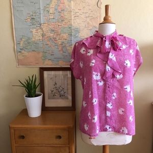 Vintage Billowy Floral Blouse